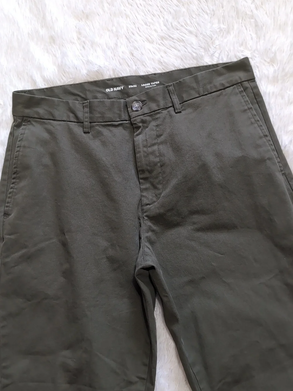 Old Navy Olive Green Loose Taper Built-In Flex Chino Ankle Pants Size 33x32 - Picture 7 of 15